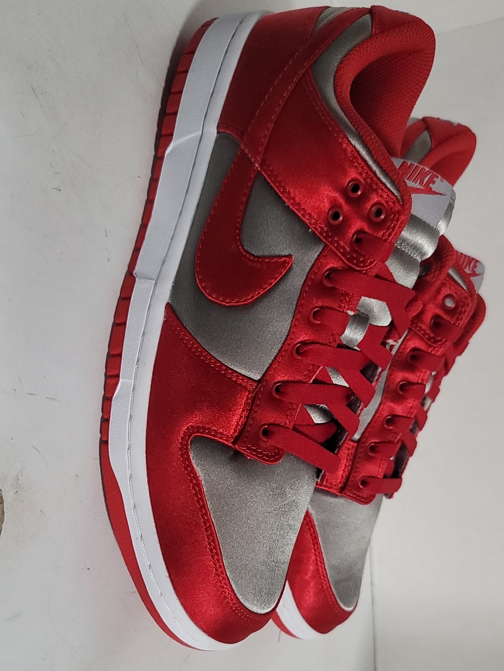 Nike Dunk Low Ess Red and Silver Low-Top Sneakers - Bold Contrast